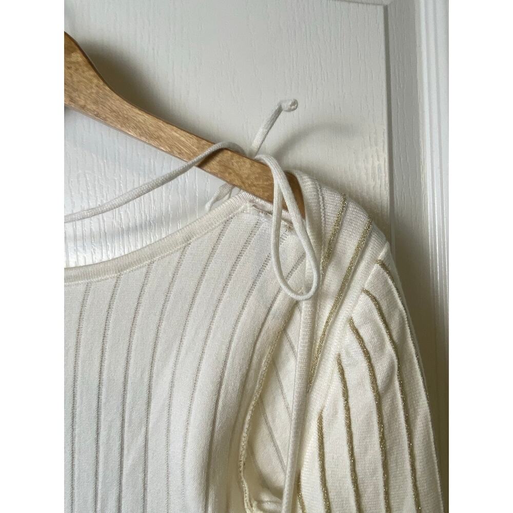 Princess Polly Leon White Gold Striped Open Back Bodycon Mini Dress Size M/L - Picture 5 of 10
